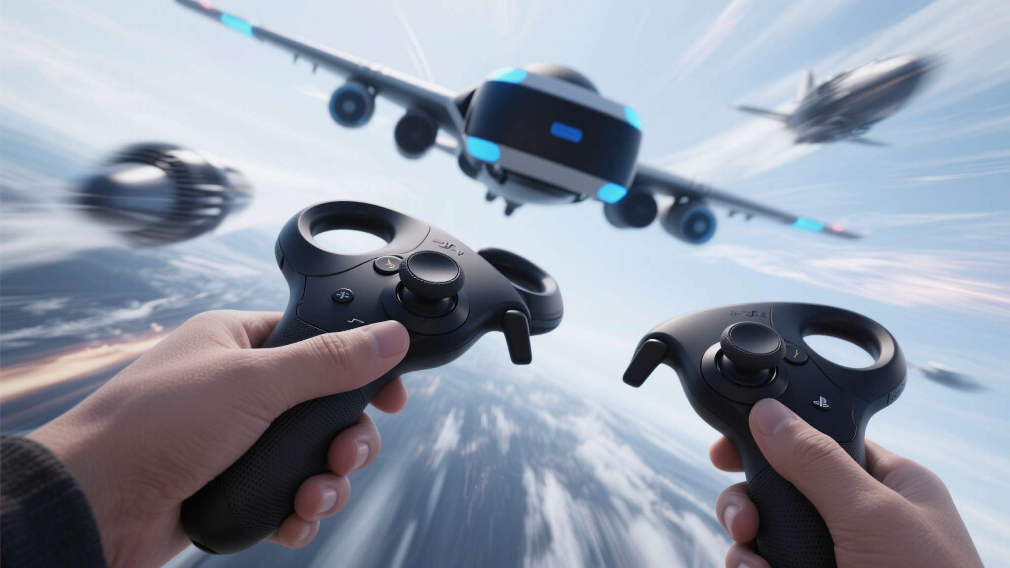 触觉反馈增强临场感：PS VR2控制器支持自适应扳机与触觉振动，配合飞行中的气流